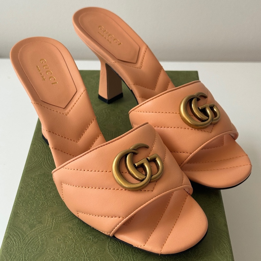 size 40 - GUCCI GG MARMONT DOUBLE G Sandals slide peach pink